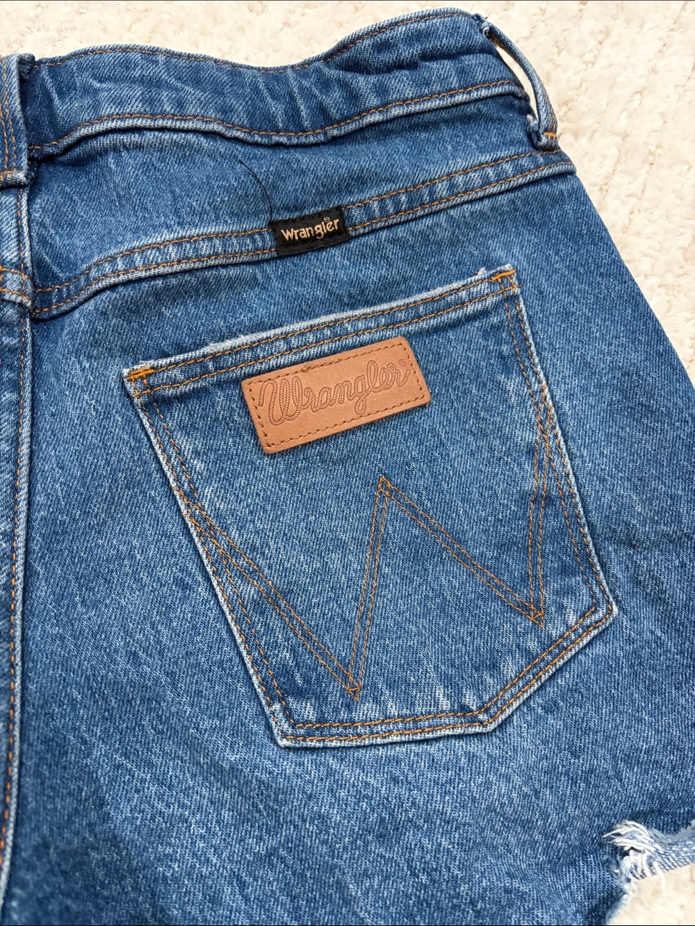 Wrangler Blue Distressed Denim Jean Shorts - Picture 4 of 4